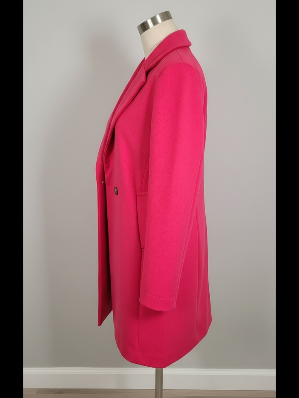 NWT Love Tree Bright Pink Trench Coat 3/4 size large brand new never worn - Picture 4 of 11